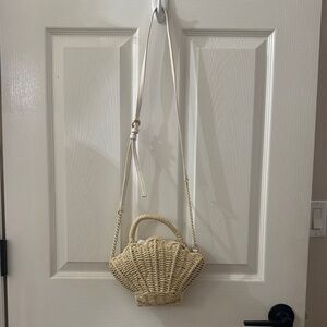 LC Lauren Conrad Tan Woven Crossbody Bag